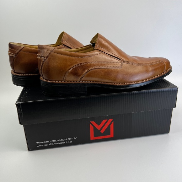 Sandro Moscoloni Tan Ambrose Size 12 Slip On Mens Leather Shoes Width D - Picture 1 of 12